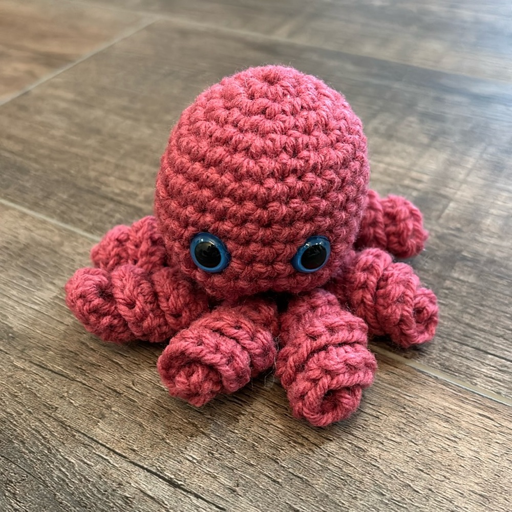 Handmade Crochet Amigurumi Octopus Pink Ocean Stuffed Animal Kid‎ Gift Mini Cute